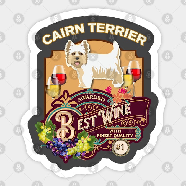 Cairn Terrier Best Wine - Dog Owner Wine Lover Gifts Sticker by StudioElla